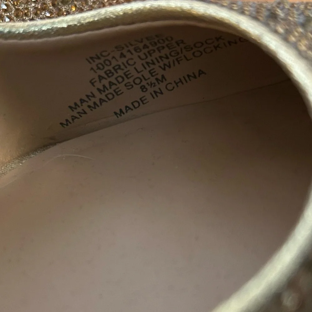 INC International Concepts Silvee Gold Heels with Bow Detail Rhinestones Pointed - Picture 5 of 7